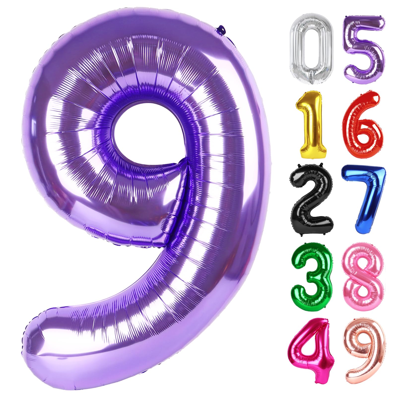 Purple Number 9 Balloon 40 Inch, 9th Birthday Party Decorations Men Women