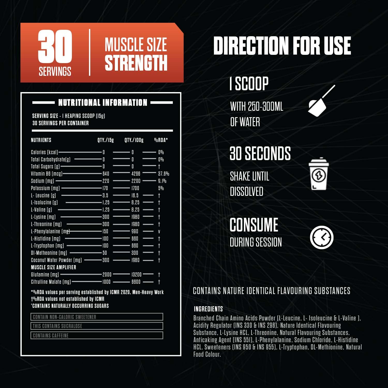 The Revival Essential Amino Acids (EAA) | 450 gm | 30 Servings | 6000mg EAA | Zero Added Sugar | Muscle Recovery | Increased Endurance (Fruit Punch) — Amazon image 3