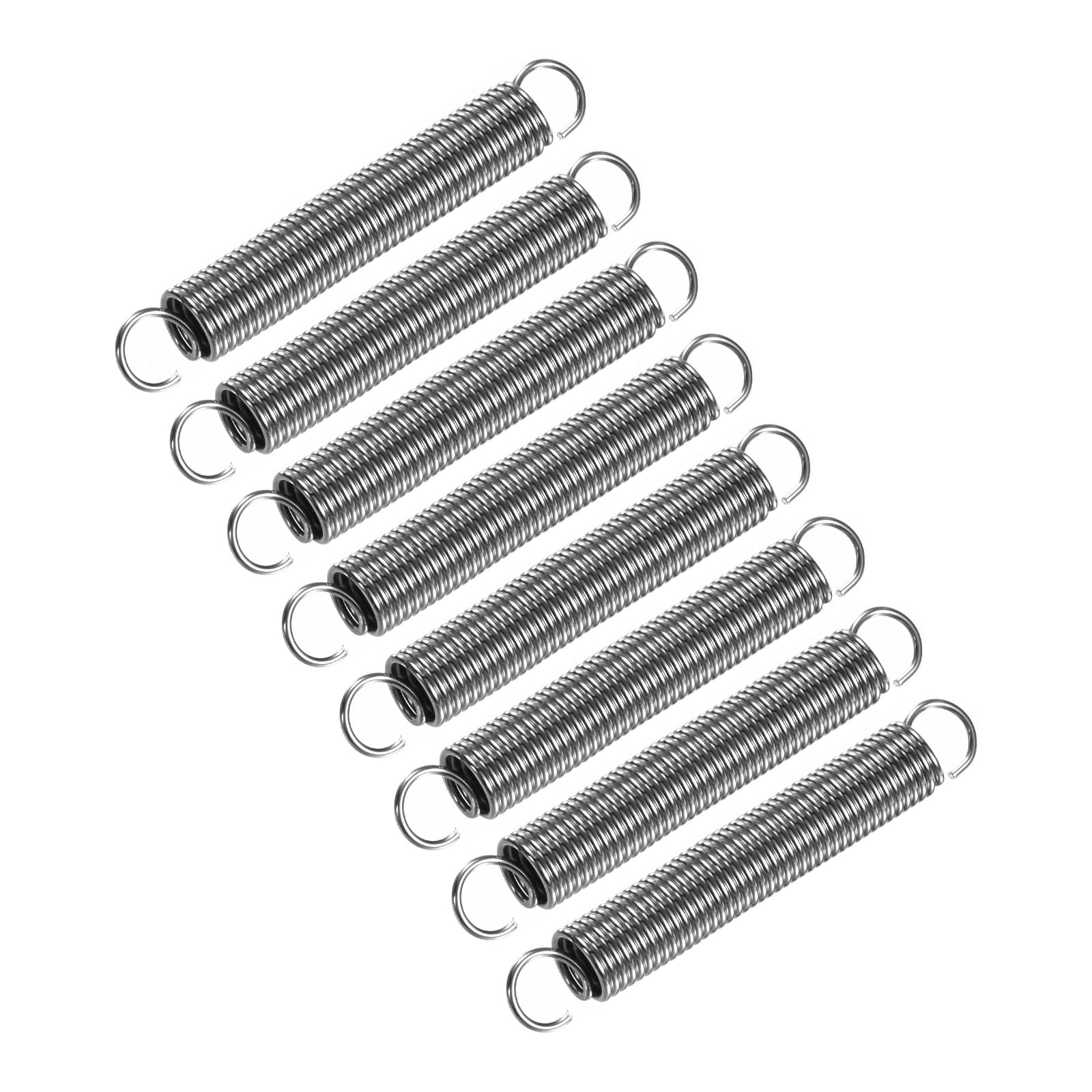 uxcell 8Pcs Extended Tension Spring Wire Dia 0.047", OD 0.39", Free Length 2.76" Spring Steel Small Dual Hook Tension Springs for Production