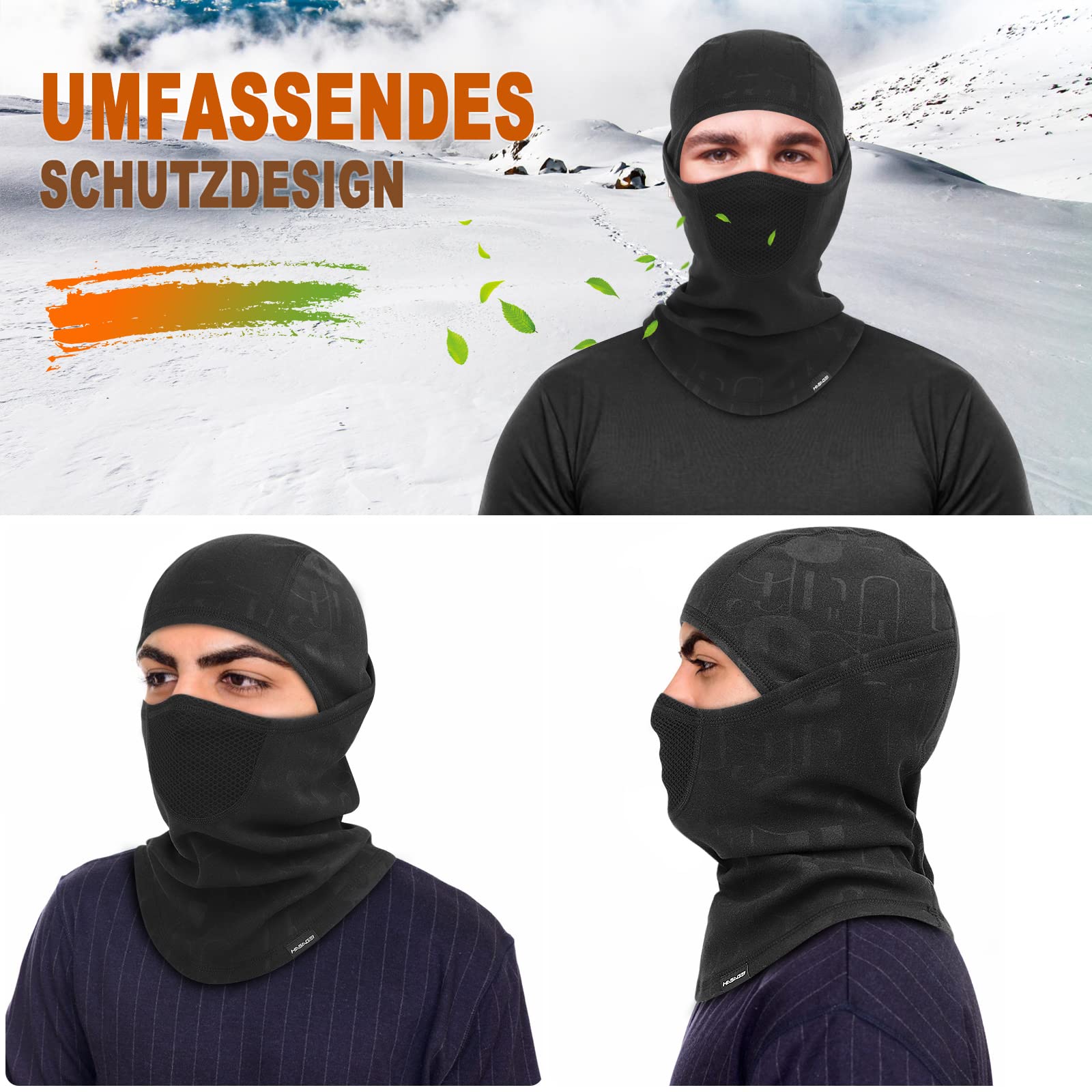 HASAGEI Passamontagna Scaldacollo Moto Invernale Termico con Pile Balaclava Sottocasco Caldo Multifunzionale per Ciclismo Sci Antivento Traspirante