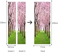 Vista 6 de KACOLOR Calcomanía 3D para puerta de dormitorio, sala de estar, baño, 2 calcomanías de pared, autoadhesivas, impermeables, extraíbles, murales