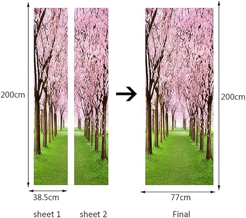 Miniatura 6 de KACOLOR Calcomanía 3D para puerta de dormitorio, sala de estar, baño, 2 calcomanías de pared, autoadhesivas, impermeables, extraíbles, murales de