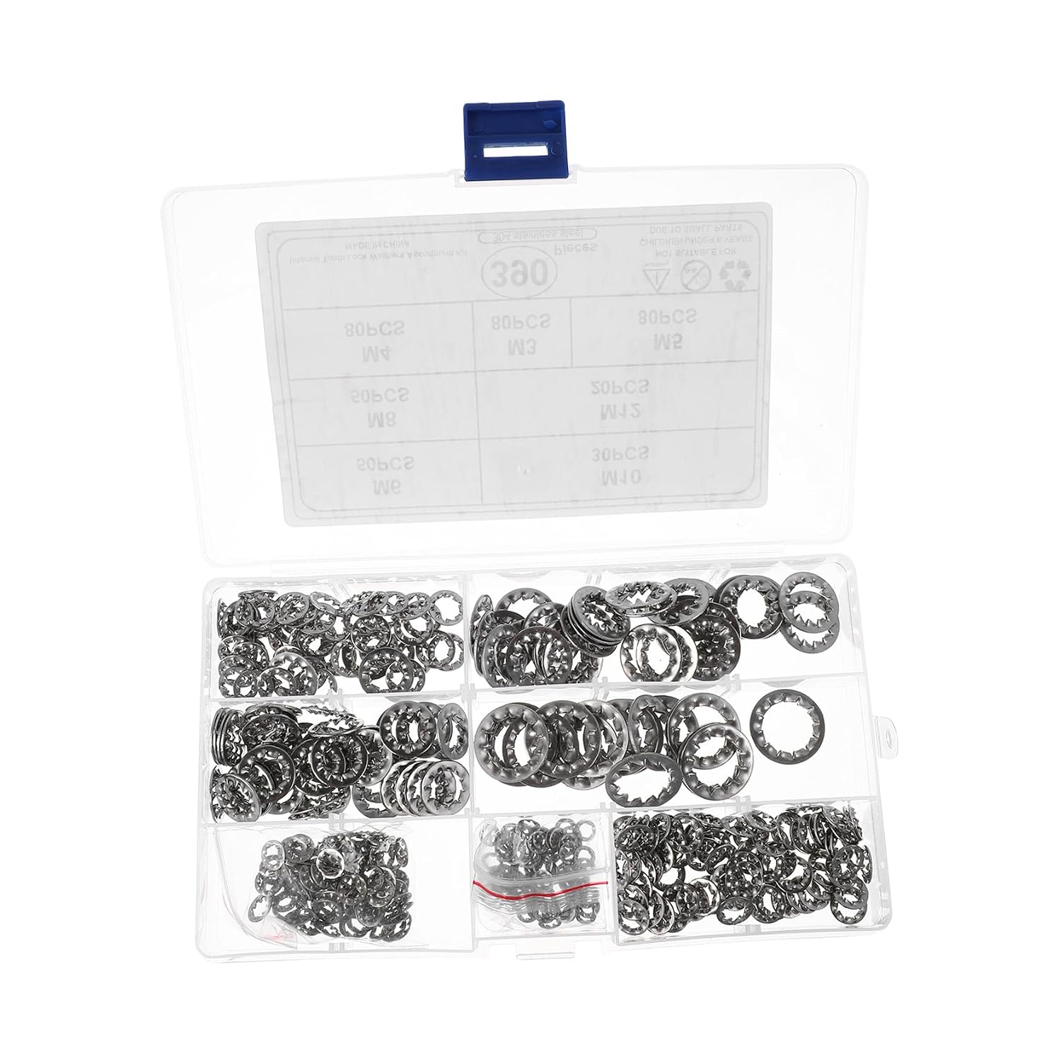 390pcs Internal Tooth Serrated Locking Washers Push-on Lock Washers Stainless Steel Assortment Kit M3 M4 M5 M6 M8 M10 Metric Sizes for Industrial Fastening and Anti-loosening