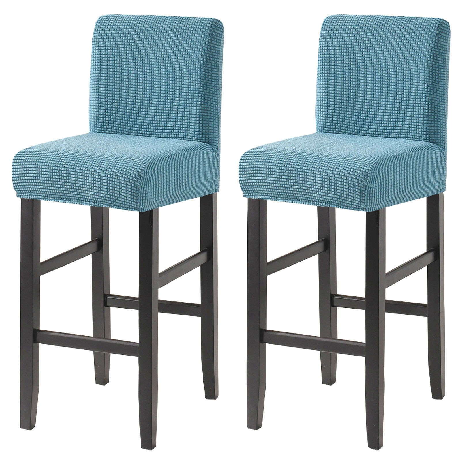 Set di 2 coprisedili elasticizzati per sgabello da bar, in tessuto jacquard, lavabili in lavatrice, per soggiorno, colore: blu