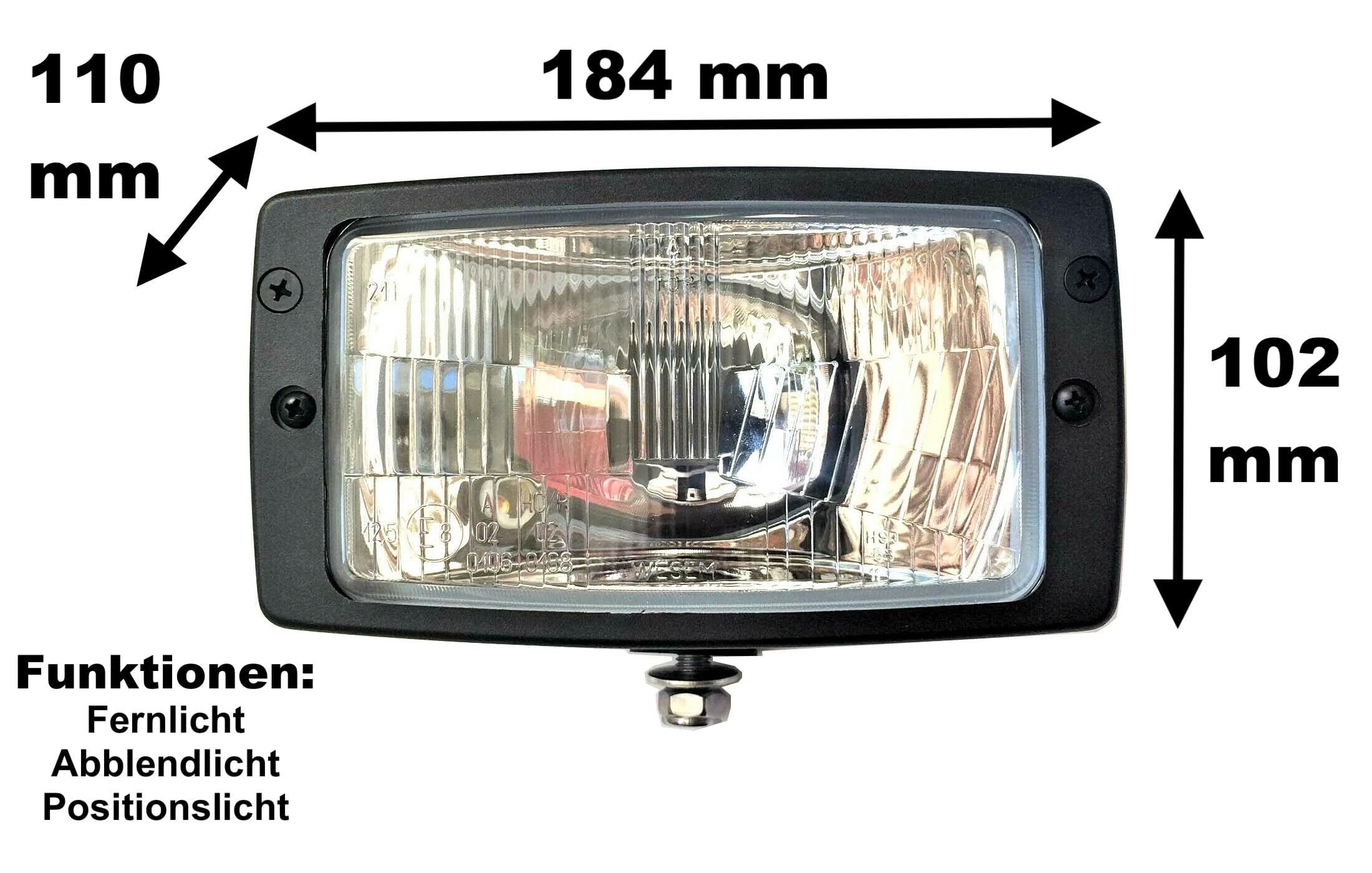 2x Faro Delantero H4 12V/24V con Luz de Posición para Tractor Zetor Proxima Forterra IP55 E8 E20