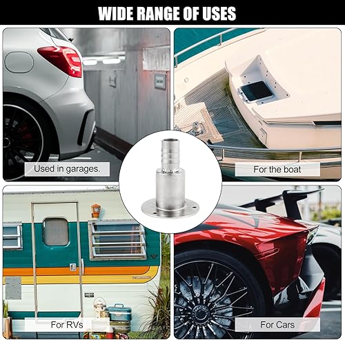 Miniatura 5 de Piel de escape a través del casco con accesorios de tubo de tubo de 0.945 in, 3 juntas, 3 tornillos, accesorios de escape rectos de acero inoxidable