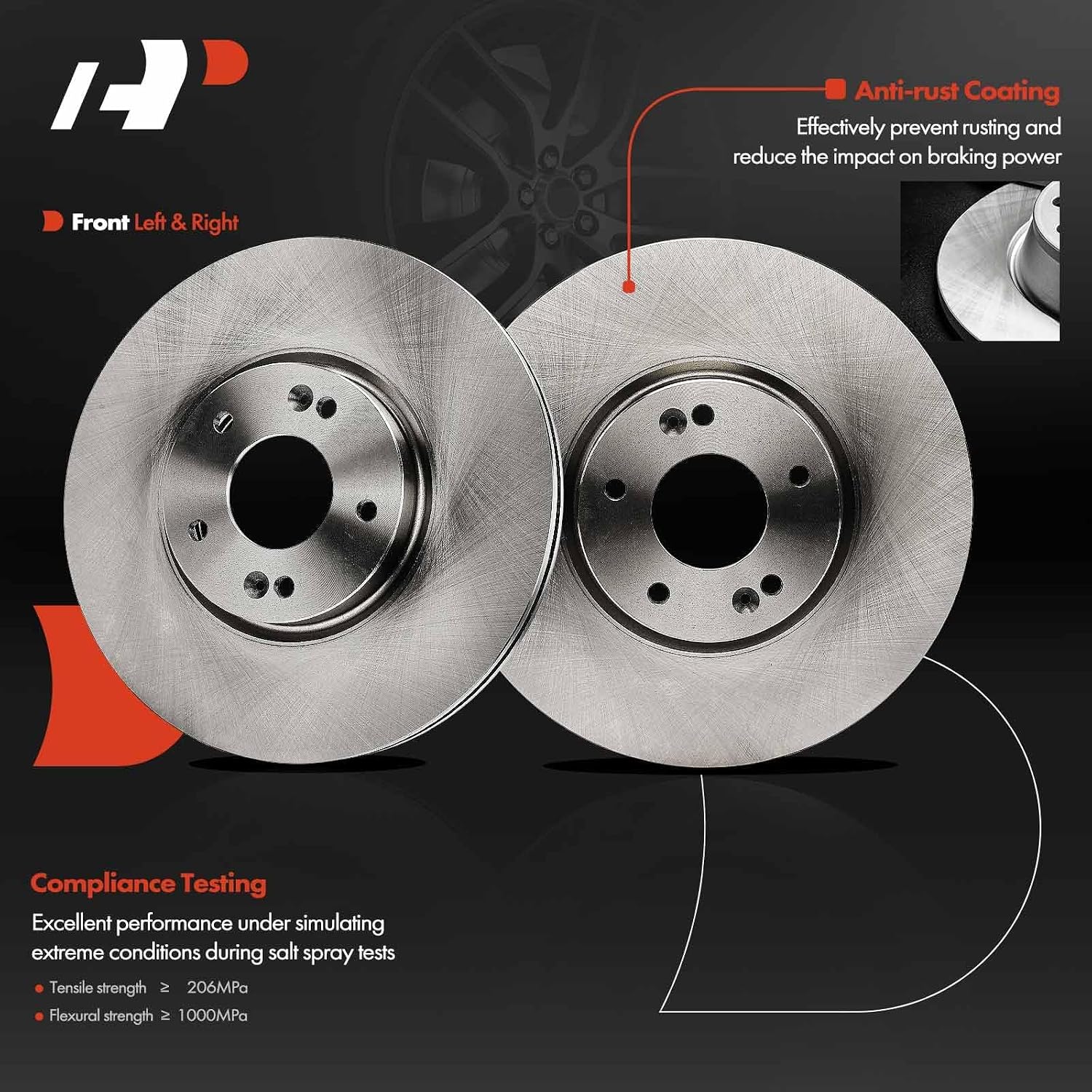 A-Premium 12.64 inch (321mm) Front Vented Disc Brake Rotors Compatible with Select Hyundai Models - Veracruz 2007-2012, 2-PC Set