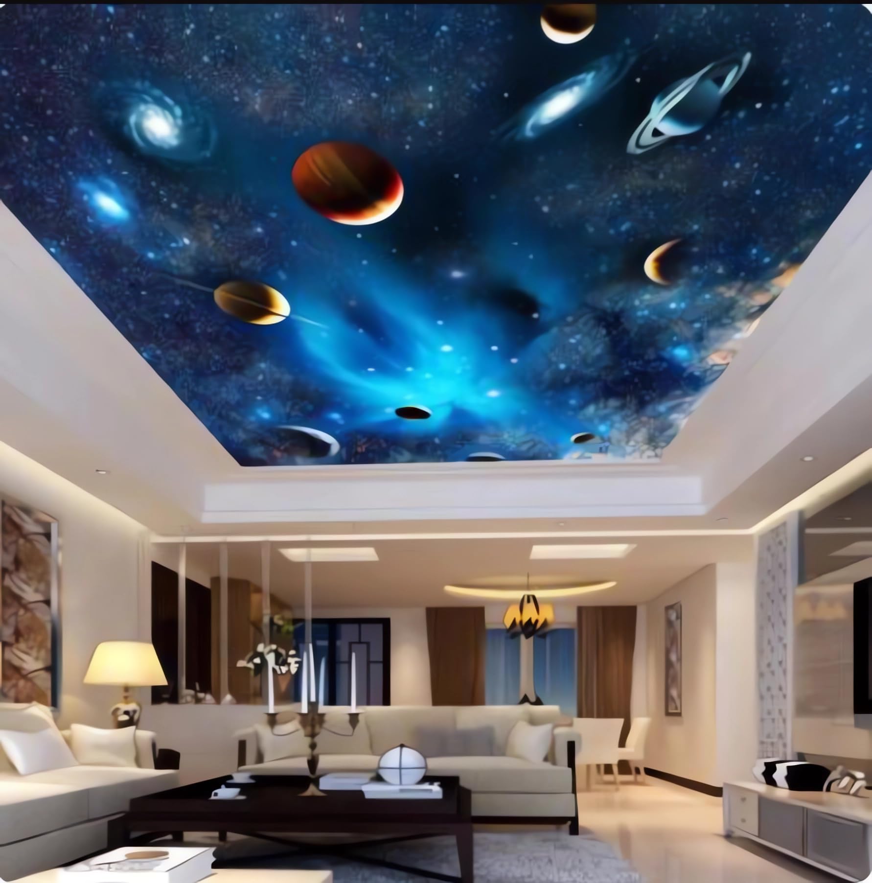 Papier peint mural 3D astronomie pour agrandir une pièce sombre