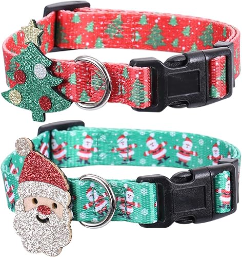 Lamphyface Paquete de 2 collares de Navidad ajustables con accesorios para árbol de Navidad y árbol de Navidad