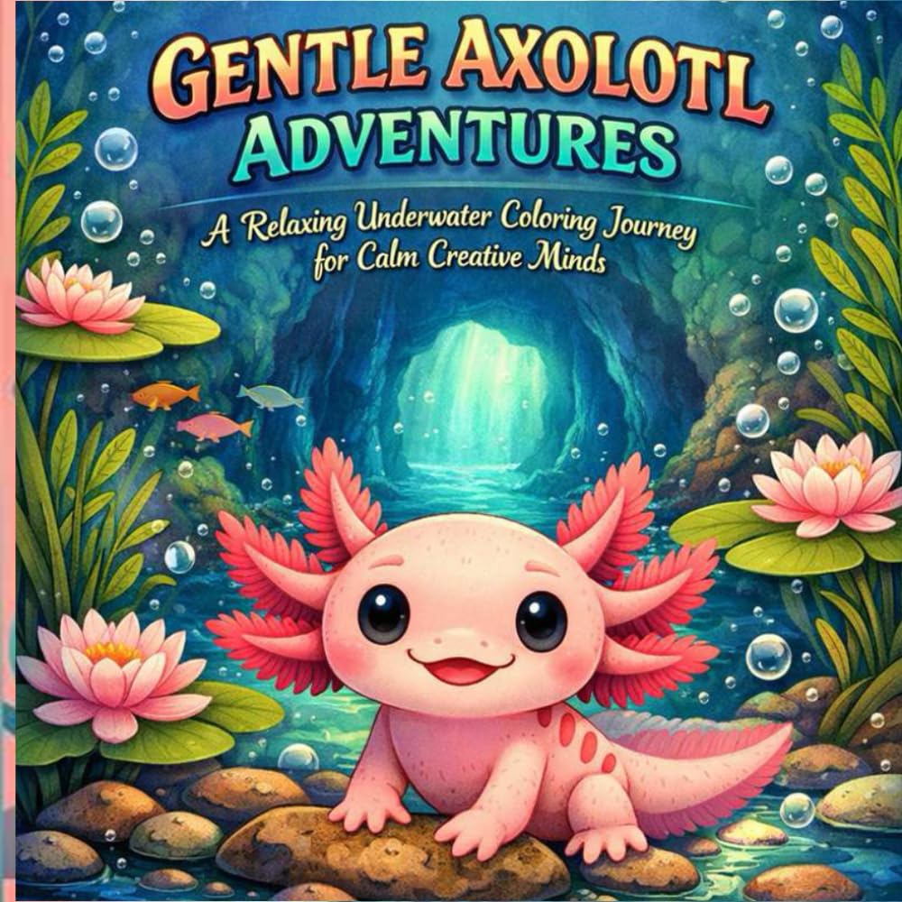Axolotl Coloring Book for Adults: An Underwater Journey with Cute Amphibians for Stress Relief & Mindfulness: Dive into Detailed Underwater Scenes ... Anxiety Relief, and Creative Escape