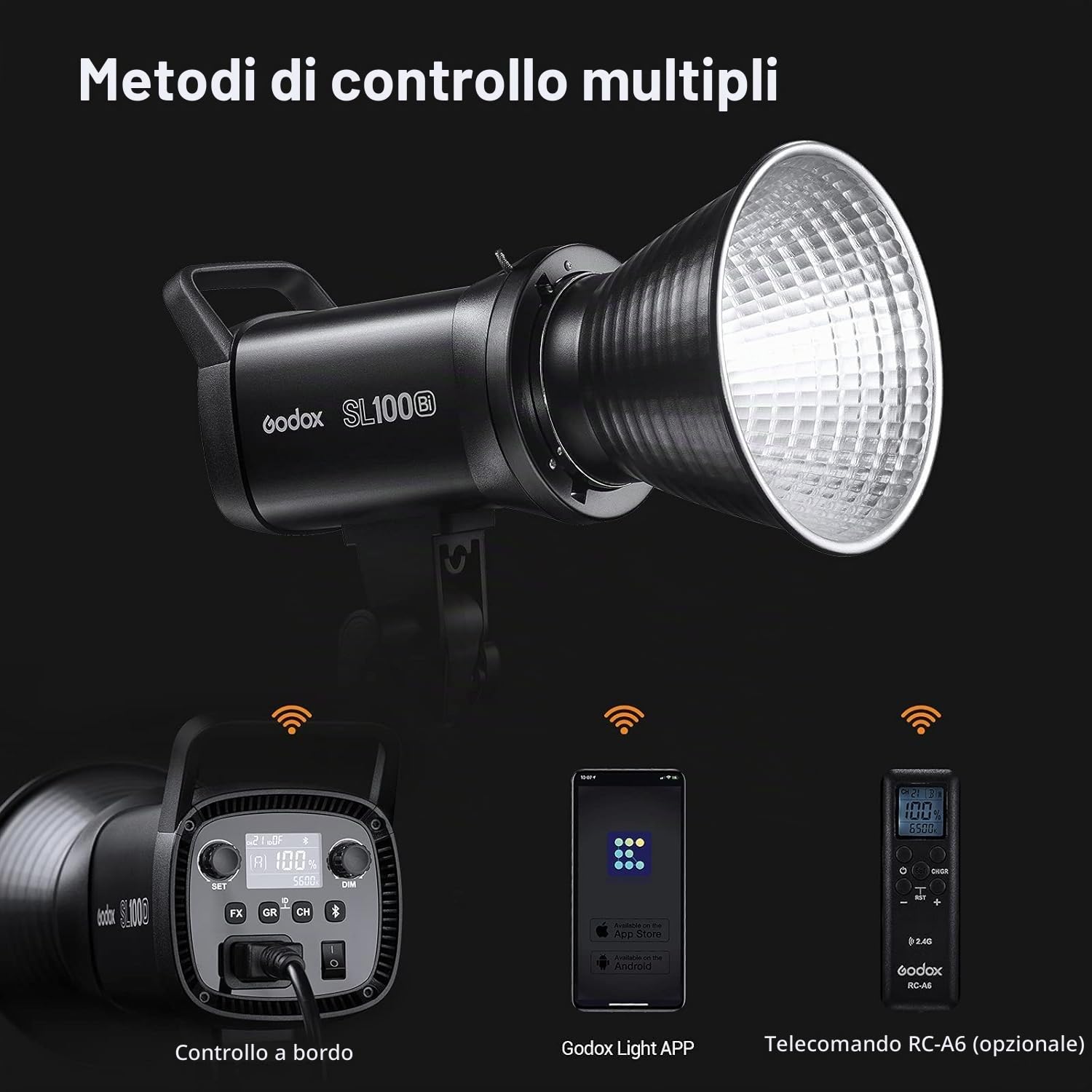 GODOX SL100Bi Lampada Video LED 100W 2800-6500K TLCI≥97 CRI≥96, Illuminazione Continua Dimmerabile con Attacco Bowens per Riprese Video Riprese in Esterni