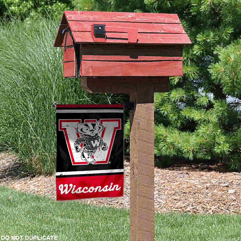 UW Badgers Throwback Vintage Retro Garden Flag - Image 3