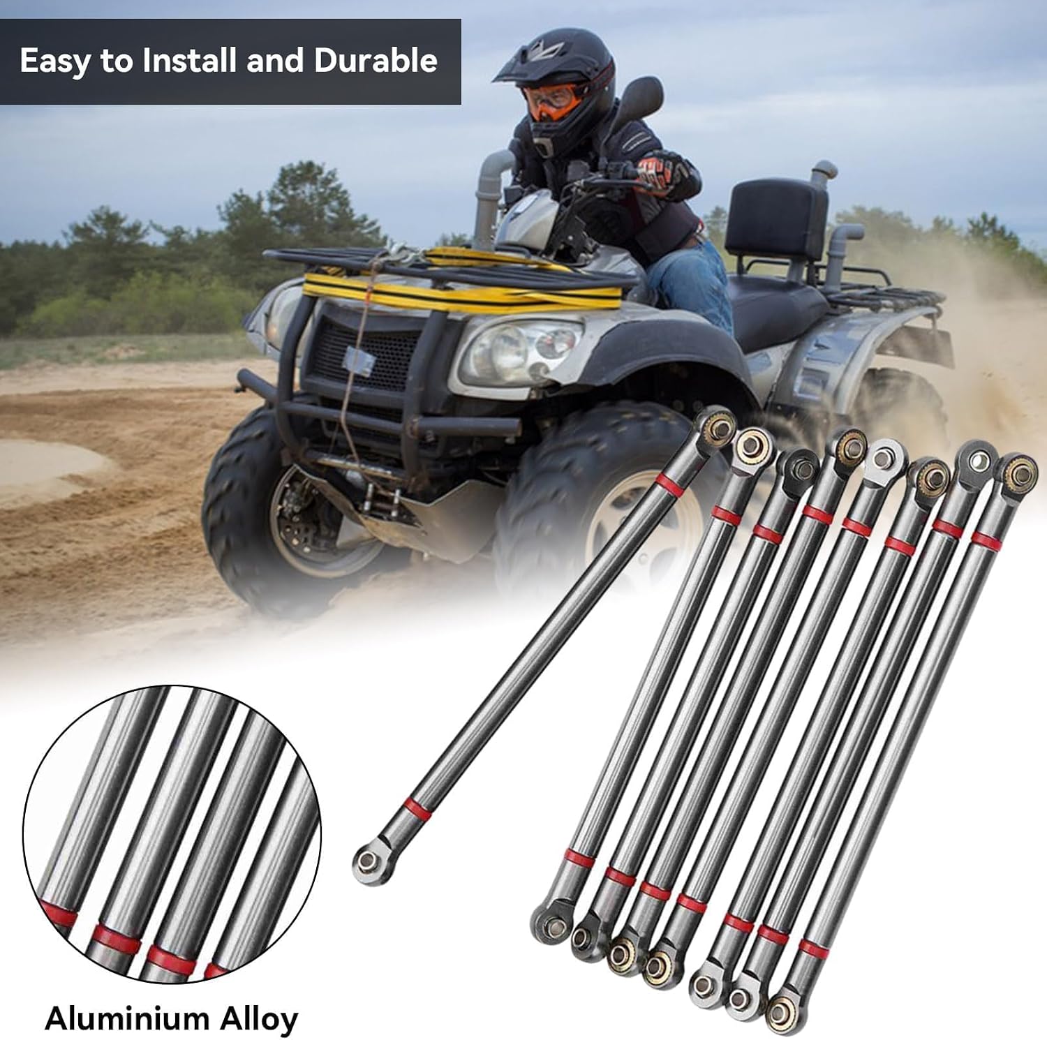 RC Link Rods, 8Pcs Aluminium Alloy Rod Links Linkage Chassis 313mm Wheelbase for Axial SCX10 1/10 Scale RC Crawler Car Steering Linkage Upper & Lower Upgrade Parts(Ti) image 3