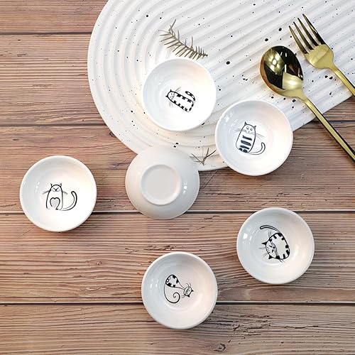 Miniatura 4 de SOCOSY Super Cute Cat - Plato de cerámica para salsacondimentocuenco de soya para sushiplatos de aperitivoplato para servir para cocina y hogar