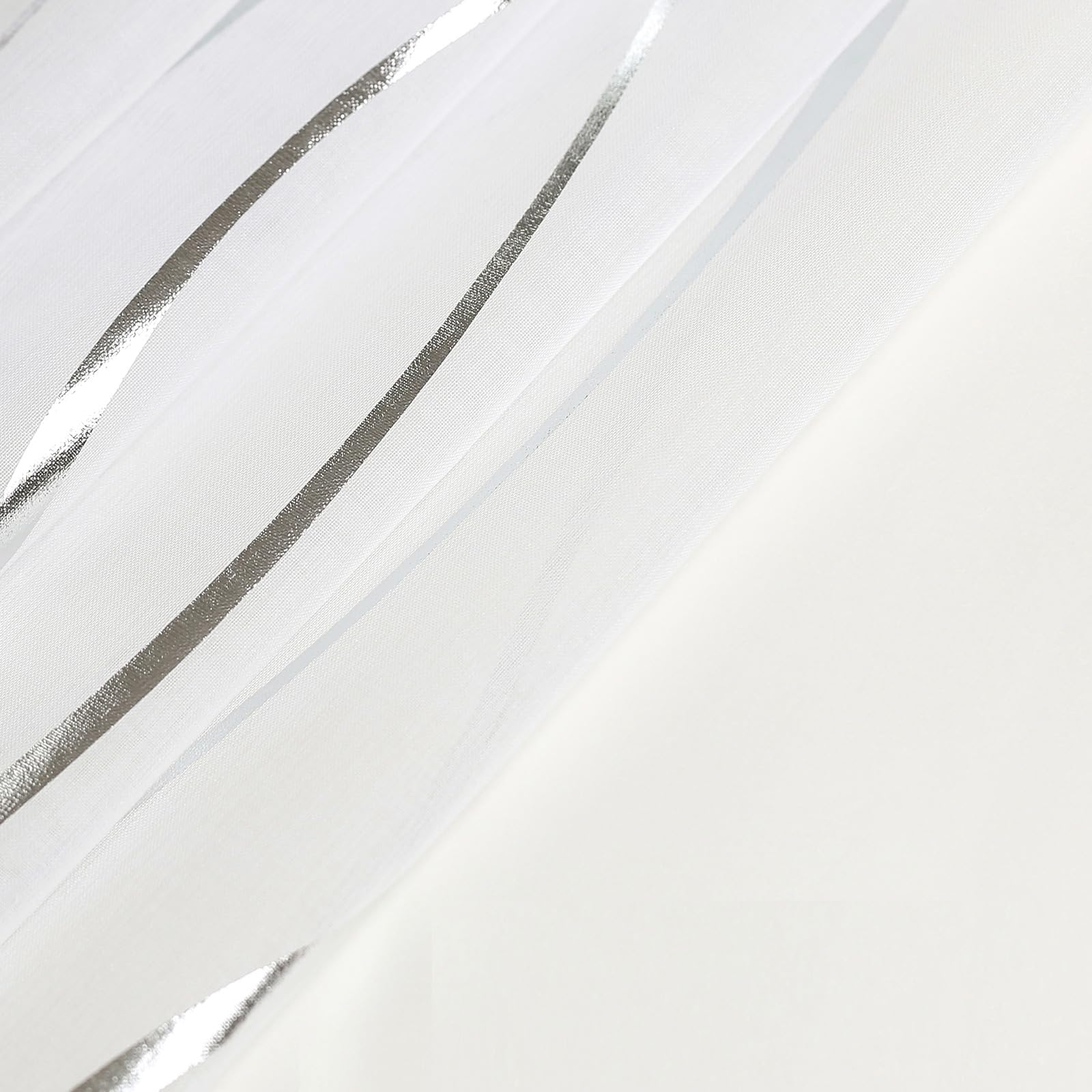 L.Z.E Silber Weiß Gardinen Vorhänge, Transparente Wellenmuster Gardine Vorhang für Wohnzimmer Schlafzimmer Arbeitszimmer, 2er Set Dekogardine Schal mit Ösen, 245 cm Lang (LZE2250E-S245)