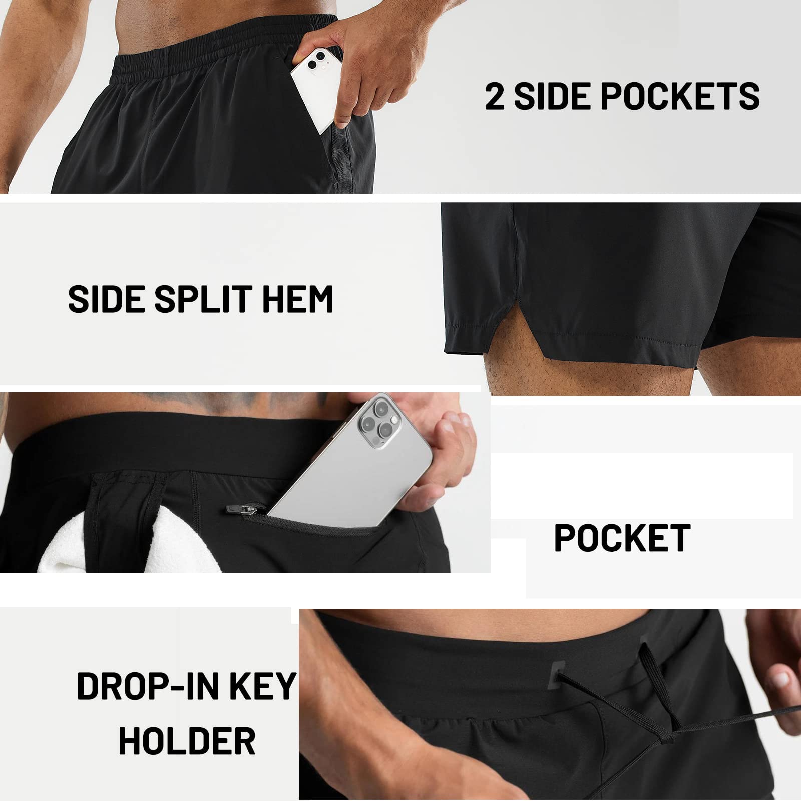 Pantalones Cortos Deportivos Hombre Secado Rápido Correr Entrenamiento