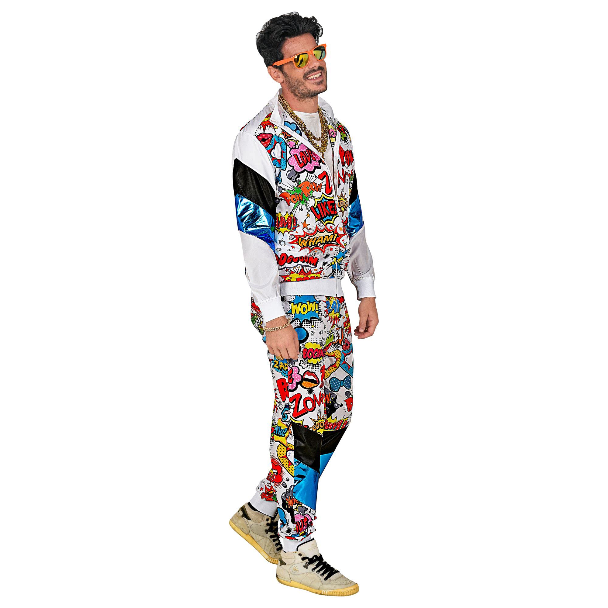 W WIDMANN MILANO Party Fashion - Disfraz de chándal, motivos, EE. UU., atuendo de los años 80, chándal para carnaval y fiestas