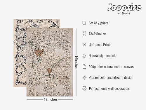 Miniatura 2 de Juego de 2 impresiones artísticas de pared botánicas vintage, arte de pared de bocetos antiguos, lienzo de flores neutrales, arte de pared, cuadros