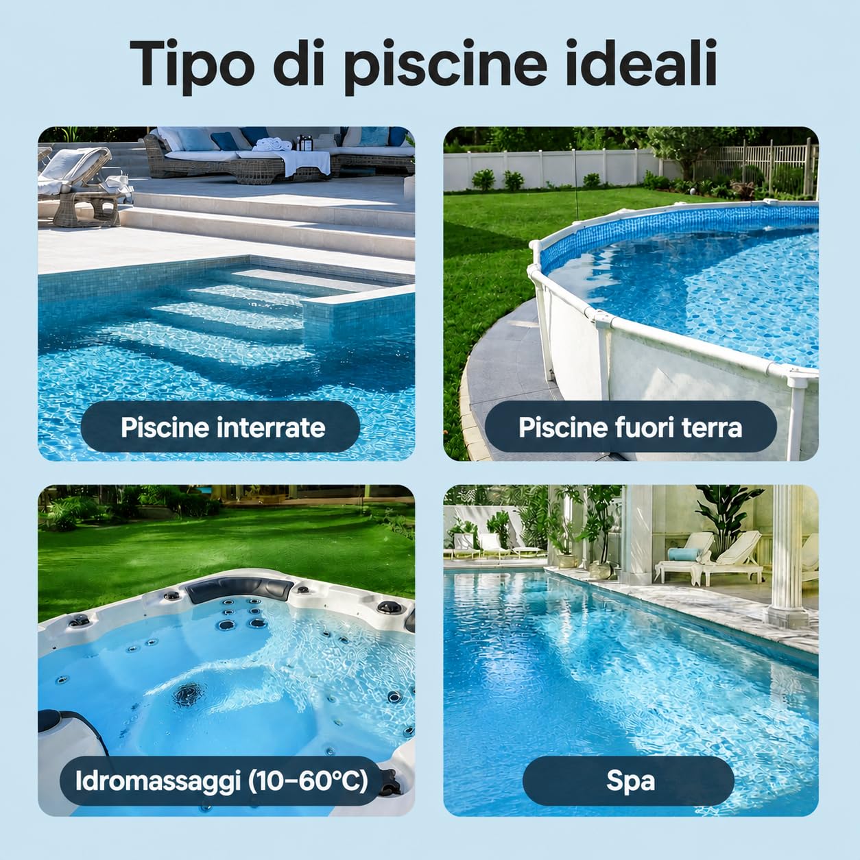 Aiper Pilot X1 Scopa elettrica Aspirapolvere per piscine esterne ed interne. Pulisci fondo. Manico Telescopico.