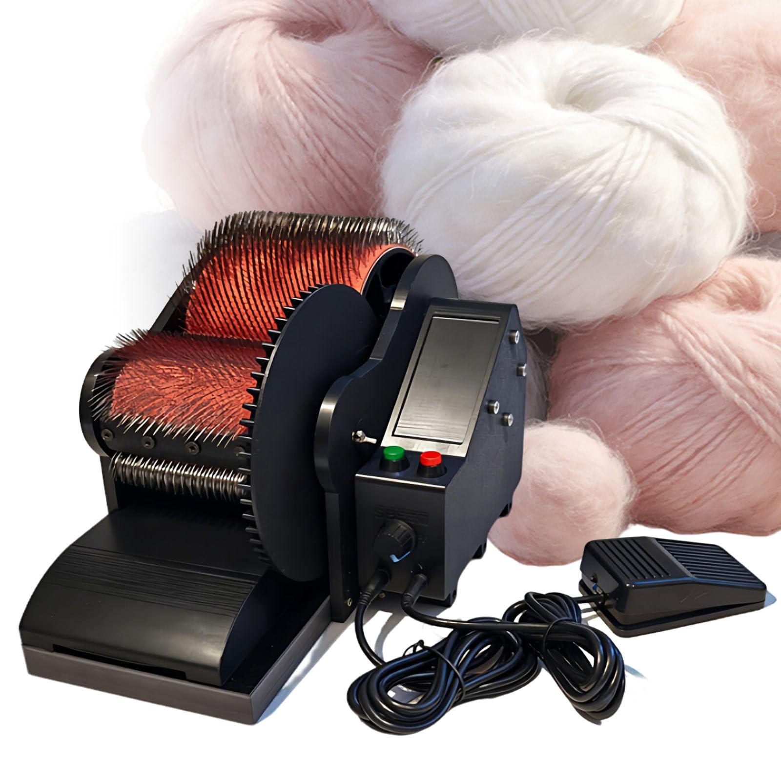 Ymnogjie Multicolor 56 Rpm Electric Wool Carding Machine,Adjustable Speed Drum Carder With Foot Pedal For Fiber Combing,Color Mixing,Wool Blending Wheel For Spinning Felting Crafts