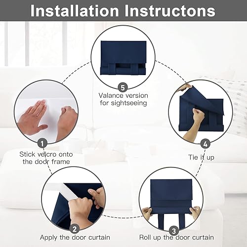 Miniatura 2 de Cortinas de puerta francesa 100% opacas, sin arrugas, oscurecimiento de la habitación, bloquean la luz y el calor a través del vidrio. Cortinas de