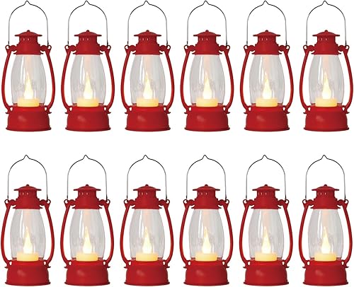 Miniatura 9 de 12 piezas de linternas mini naranjas para otoño, Halloween, Acción de Gracias y decoración de campamento occidental – pequeña linterna decorativa