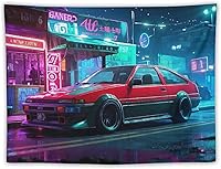 Vista 1 de HouLaiZhe Car Tapestry Jdm Car Ae86 Retro Cyber Future Wall Hanging Bedroom Home Decor Tapestries Aesthetic Picnic Wall Decor Wall Art for Dorm