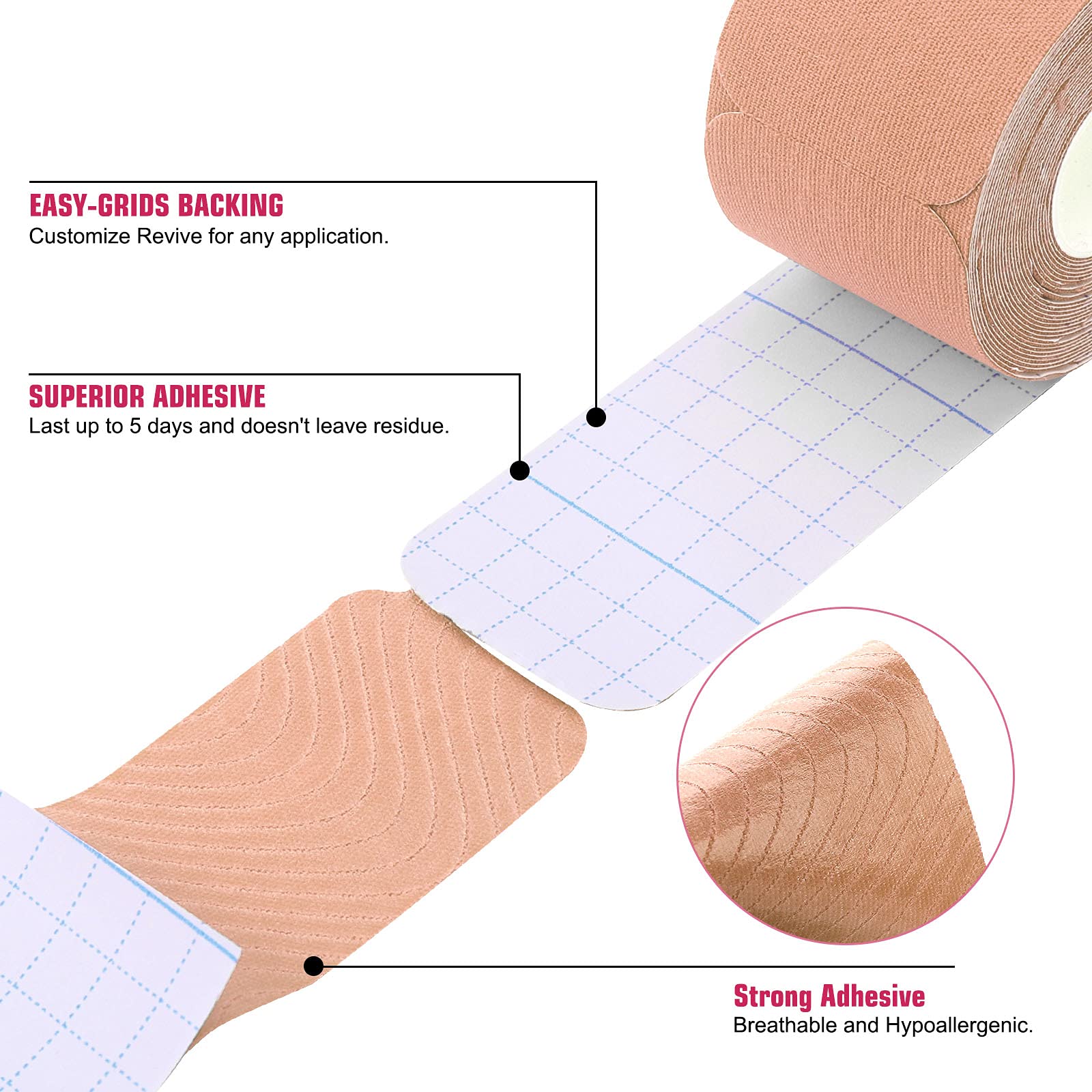 Cinta de kinesiología precortada (1 unidad), cinta elástica terapéutica deportiva, resistente al agua, para rodillas, tobillos, hombros, codos, alivio del dolor y recuperación de lesiones, 5 cm x 5 m