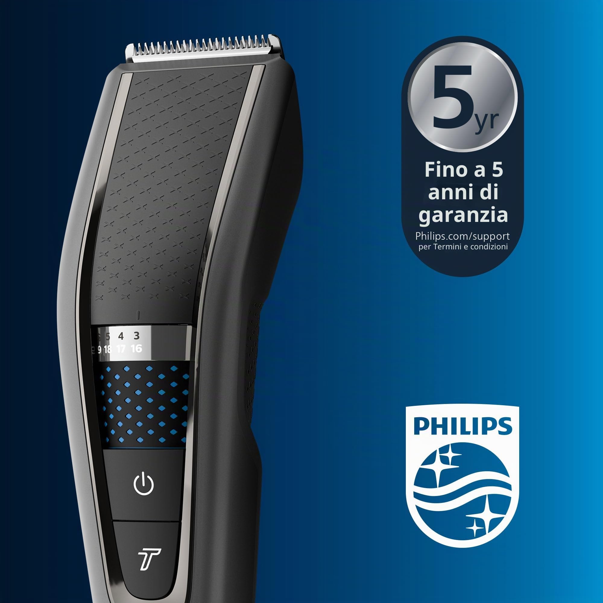 PHILIPS Hair Clipper Serie 7000 Regolacapelli Con Tecnologia Trim-N-Flow Pro, Modello Hc7650/15, Argento Nero