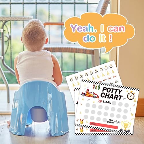 Miniatura 3 de Tabla de entrenamiento para ir al baño con temática de autos de carreras para niños pequeños y niñas, paso a seguir, tabla de rutina de