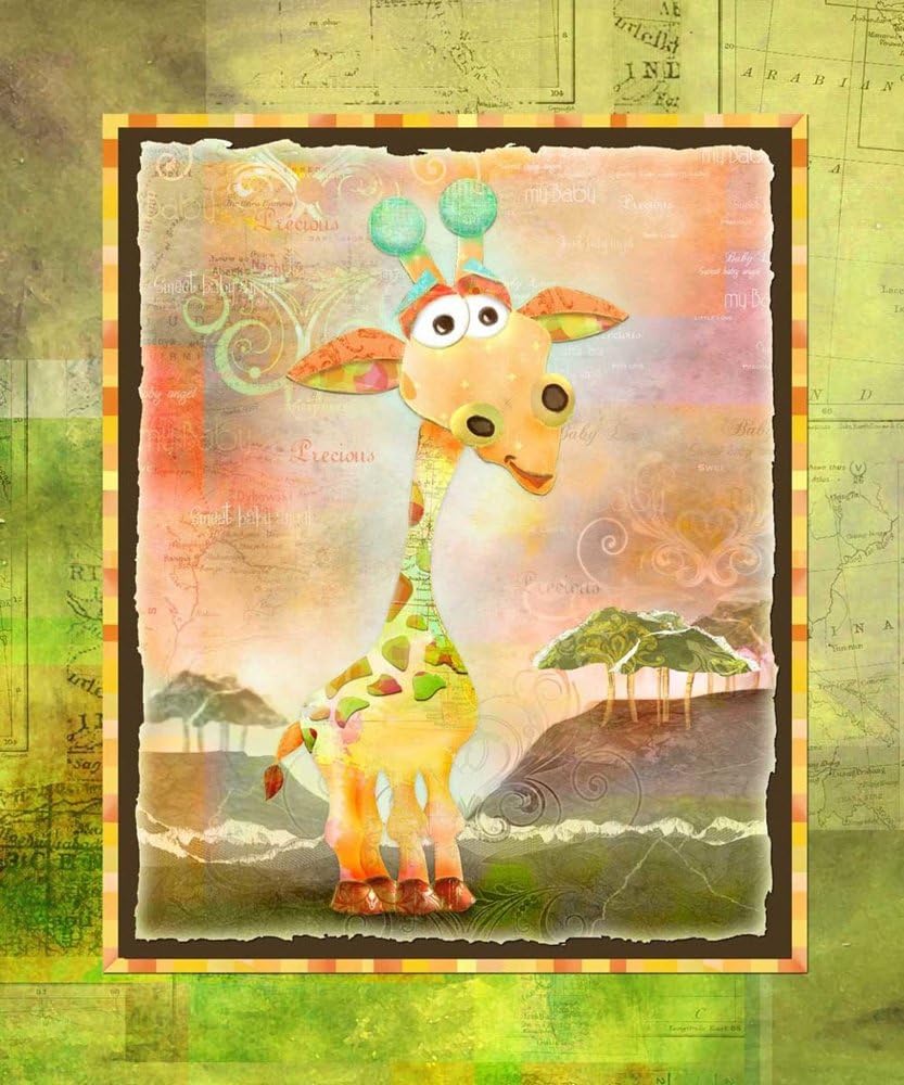 The Kids Room Giraffe with Map Border Rectangle Wall Plaque (Discontinued by Manufacturer)