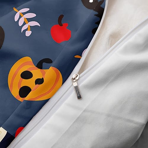 Miniatura 14 de Pumpkin Bedding Halloween Duvet Cover Set Funny Evil Pumpkin Pattern Design Black Halloween Bedding Set Queen 1 Duvet Cover 2 Pillowcases