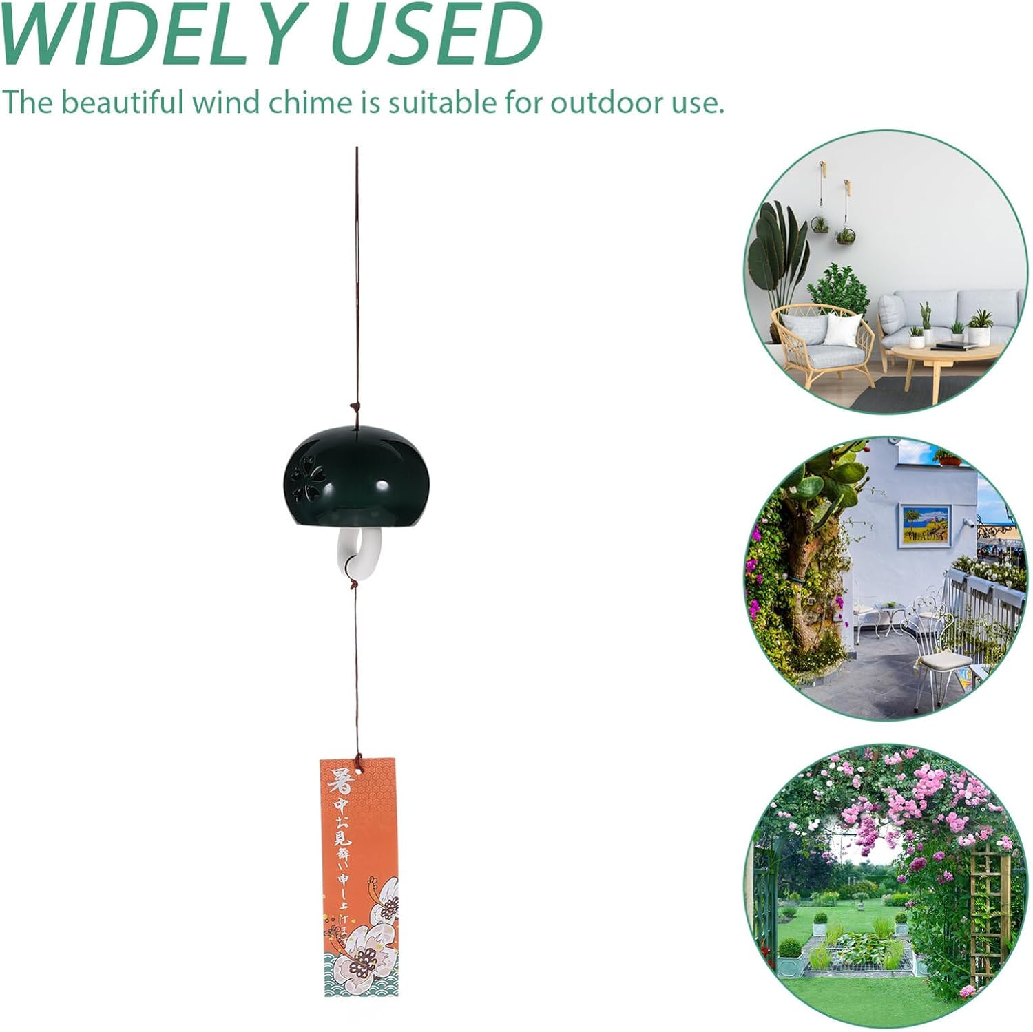Japanese Wind Chime Outdoor Ceramic Wind Chime Vintage Style for Garden Home Decor
