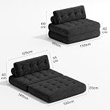 Xbro Canapé-lit Convertible 2 Places 180 x 130 x 20cm, Canapé de Sol Convertible, Matelas Pliant Sofa en Mousse à Mémoire de Forme, Pliable Chambre Salon, Gris Foncé - 3