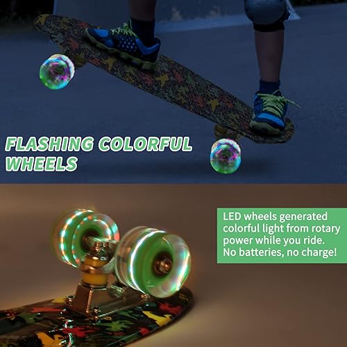 Miniatura 23 de Patinetas, 22" Patineta Completa, Mini Cruiser Skateboard para Niños Niñas Adolescentes Principiantes con Coloridas Ruedas Intermitentes Herramienta