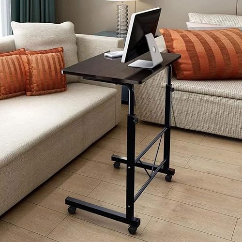 Miniatura 57 de Goujxcy Mesa auxiliar para sofá, mesa auxiliar en forma de C con ruedas, mesa de noche negra para laptop, bandeja de TV, altura ajustable, parte