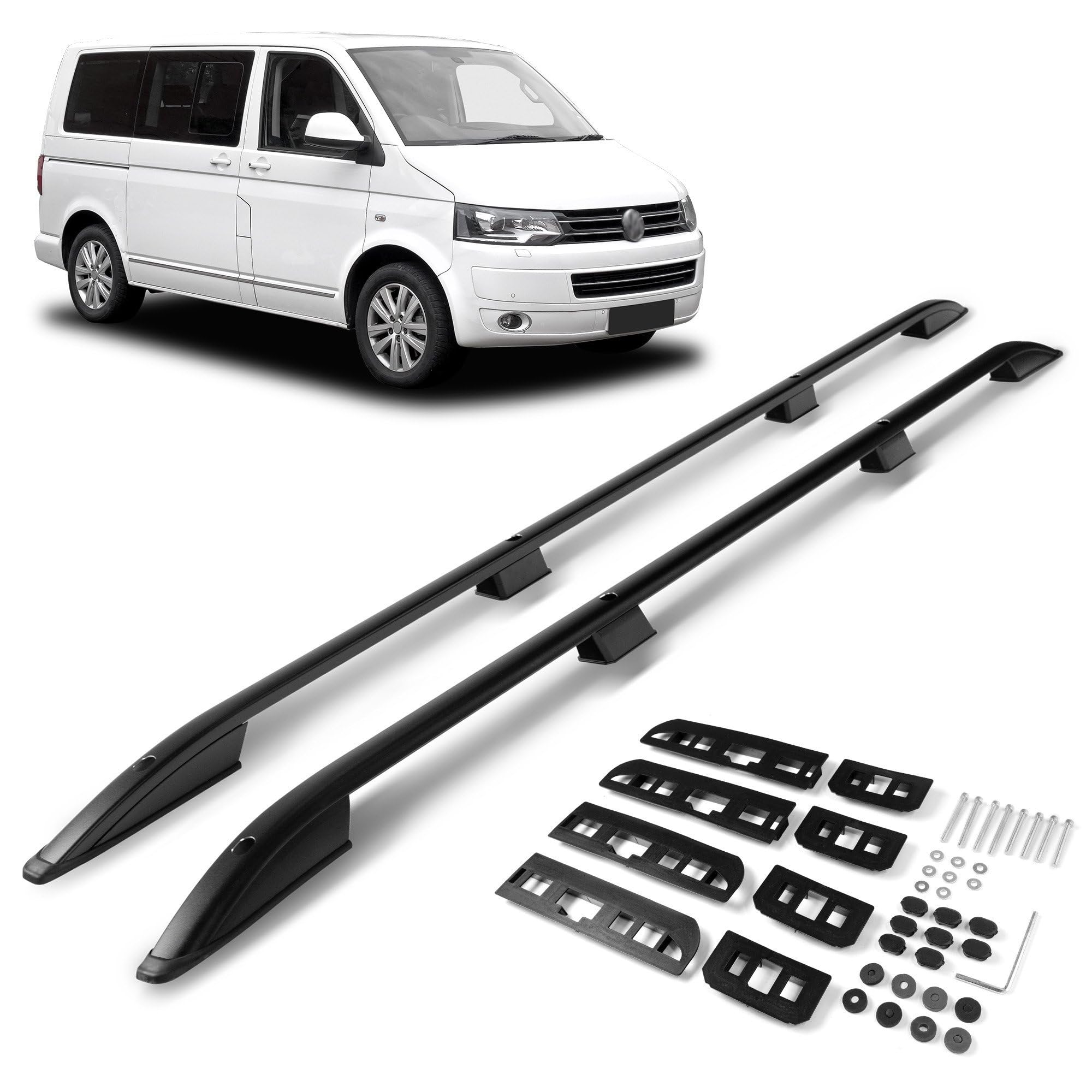 CHROMEMASTER | Barras Portaequipajes, Rieles de Techo Compatible con VW Multivan T5 L1 Corto 2003-2015; Se Utilizan para el Montaje de Portaequipajes de Techo, Cajas de Techo o Portabicicletas