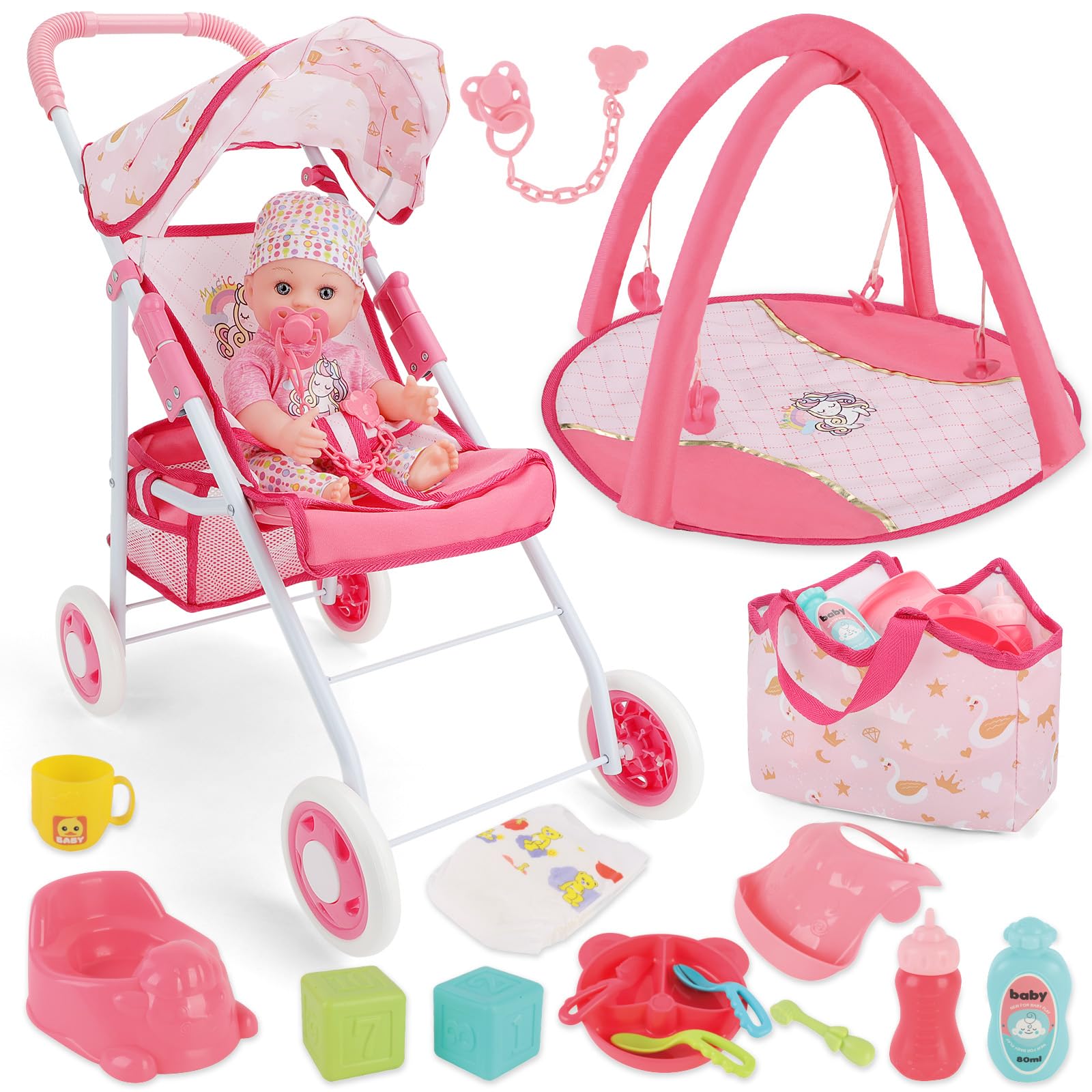 Poussette Pliable Enfant Poussette Double Pour Poupées - Landau Jumeaux