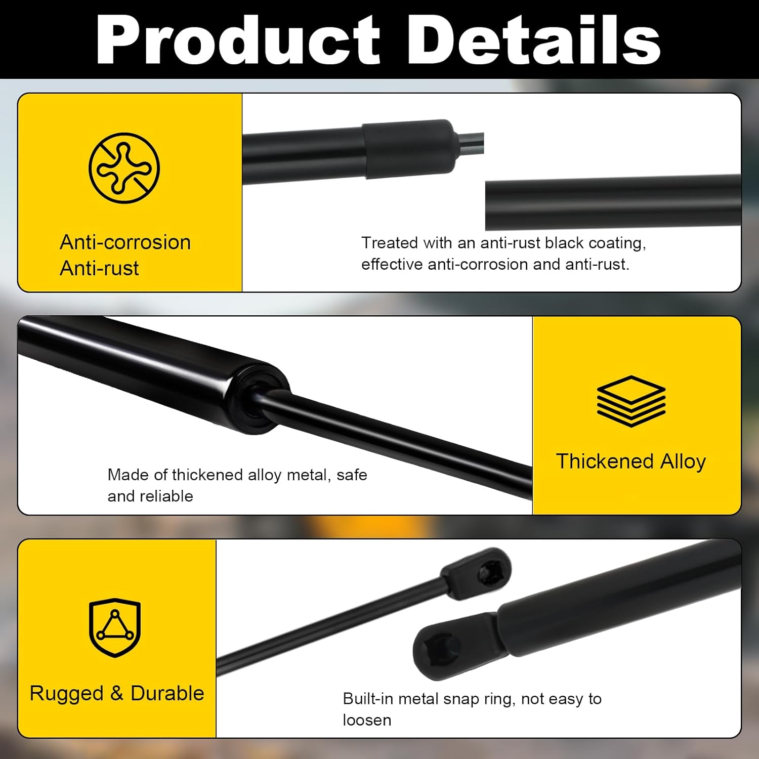 Front Hood Struts Lift Support Kit Compatible with Wrangler Jl 2018-2024 2025 & Compatible with Gladiator Jt 2020-2025, Quick Hood Lift Support Struts Assist Kit 1 Pair