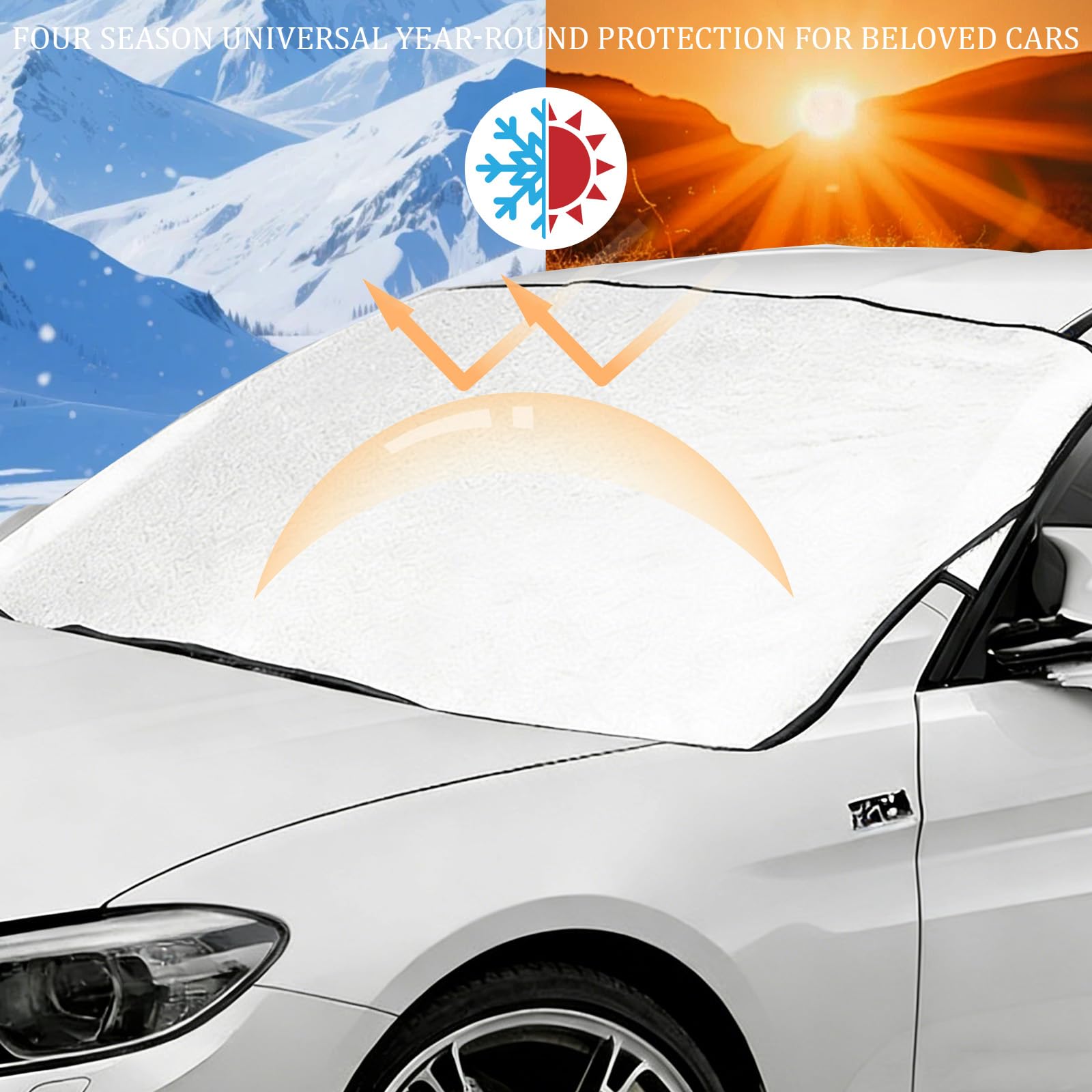 GWAWG Housse De Pare-Brise Voiture Pour Hiver Froid, 150 * 93cm Grande Taille Protecteur De Pare-Brise Anti-Givre Voiture, Protection Anti-Givre Housse De Pare-Brise D’Hiver, Tous Types De Voitures