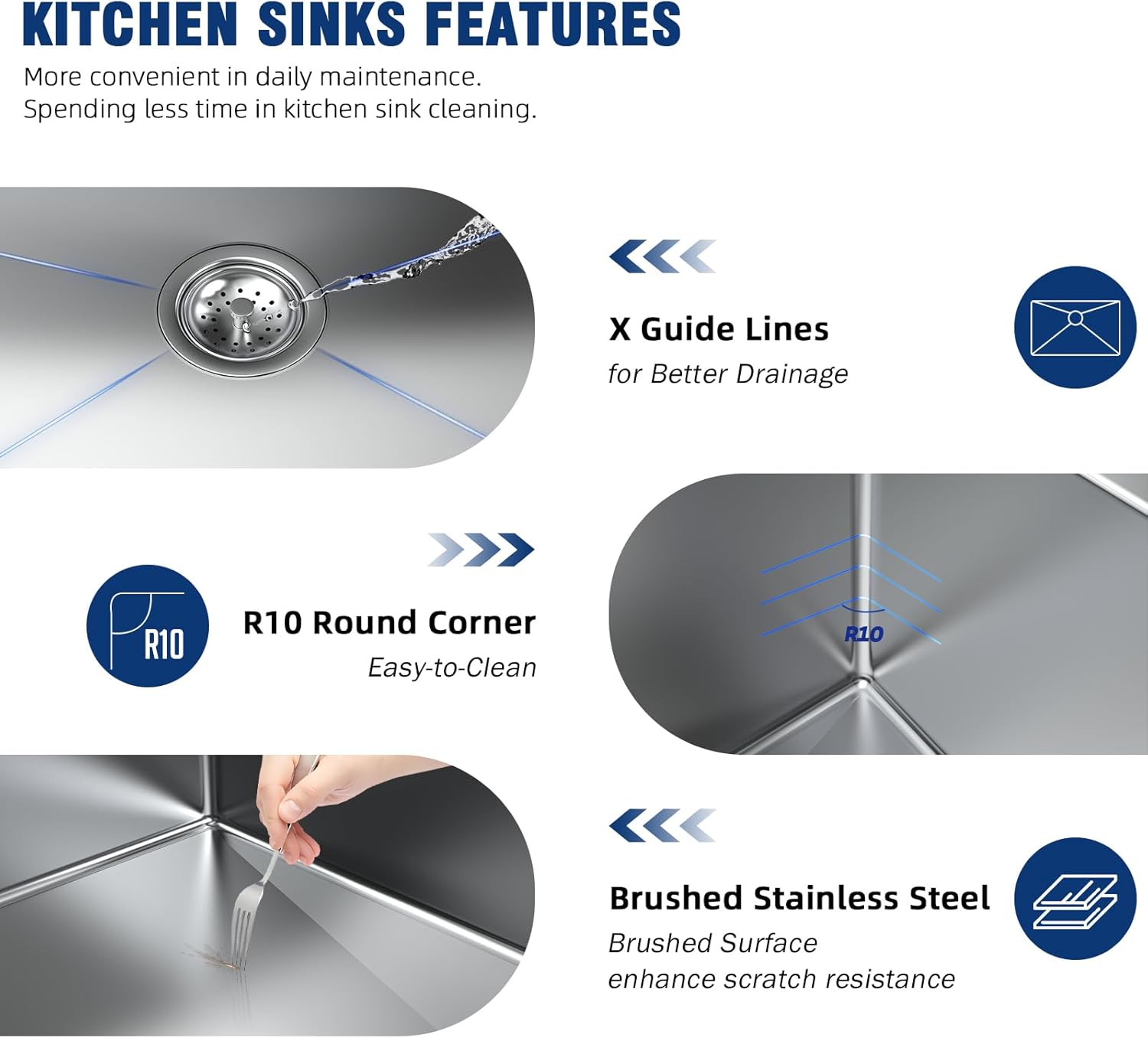 33-inch Undermount Kitchen Sink Workstation - 33x22 Inch Drop In Sink Workstation T304 18 Gauge Stainless Steel Single Bowl Kitchen Sinks with Accessories, Handmade Basin, 9 Inch Deep