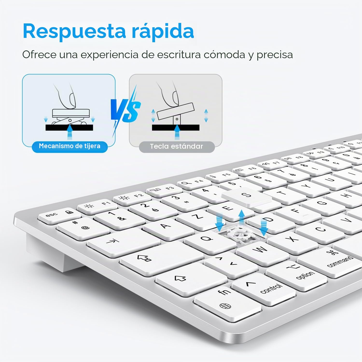 OMOTON Teclado con Cable para Mac, Teclado con conexión Dual (Type C/USB), Teclas silenciosas y conexión Estable, Compatible con Mac, iMac, Mac Mini (FR-Plata)