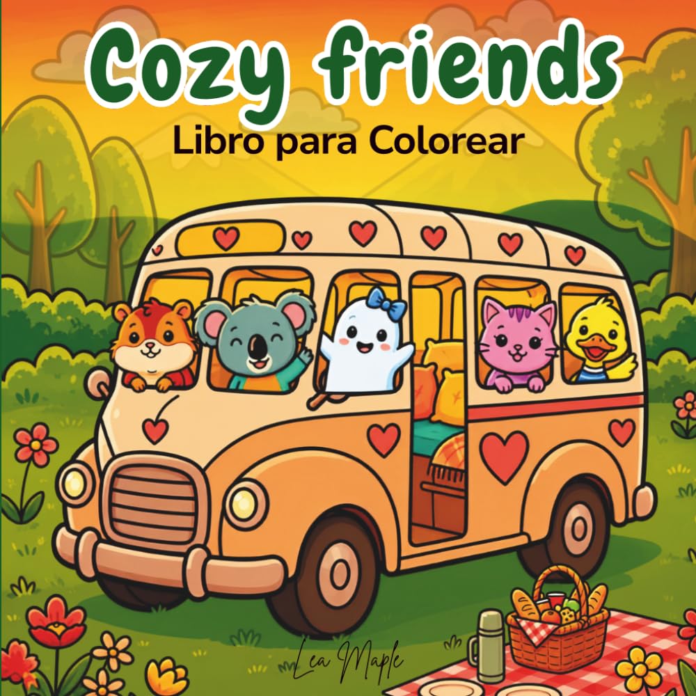 Libro para Colorear Cozy: Amigos Adorables: 47 tiernos animales y amigos en escenas acogedoras para relajarse, reducir el estrés, practicar mindfulness y disfrutar coloreando