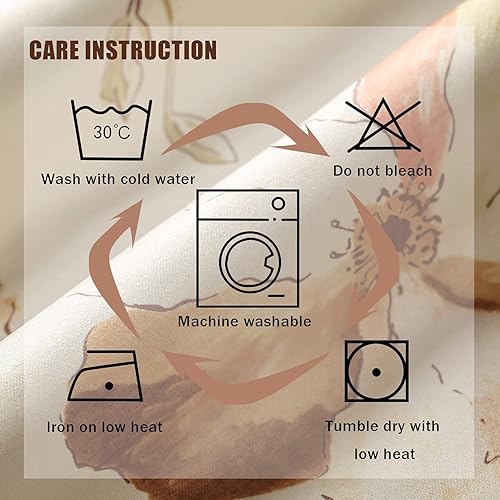 Miniatura 8 de Leeva 2 paneles de cortinas pesadas para oscurecer la habitación, elegantes cortinas de ventana con estampado floral marrón y cortinas para