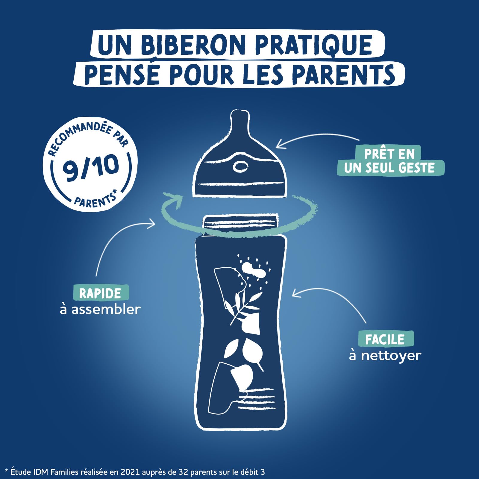 DODIE Lot de 4 Biberons Naissance, anti-colique, Tetine Multi-Perforée (2x150mL et 2x270mL), une sucette naissance, Terracotta