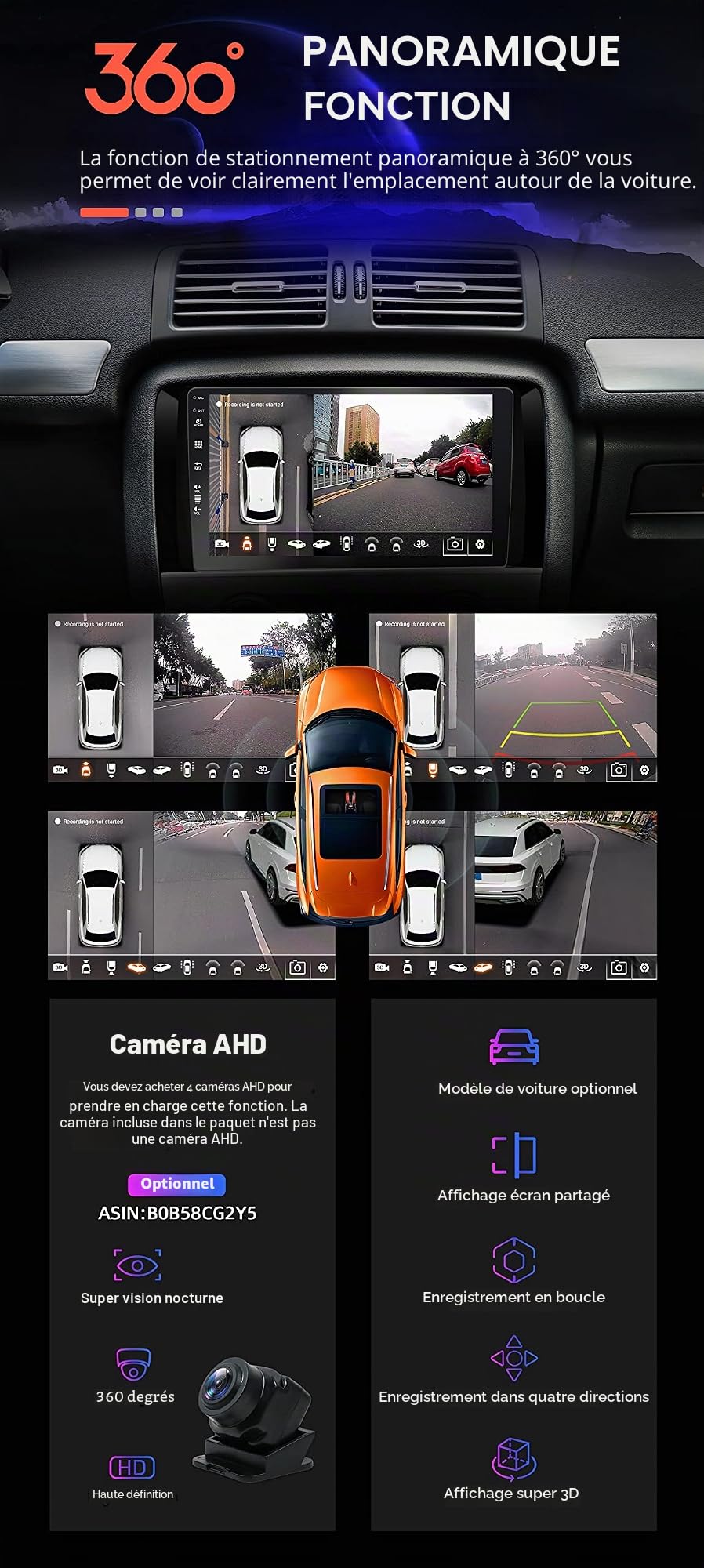 SXAUTO Android 16 - [6G+128G] - IPS Autoradio pour Honda Accord 7th (2002-2007) - sans Fil Carplay/Android Auto/DSP - LED Caméra + MIC - 10.1 Pouce 2 Din - Dab Volant 360-Camera Fast-Boot AHD WiFi