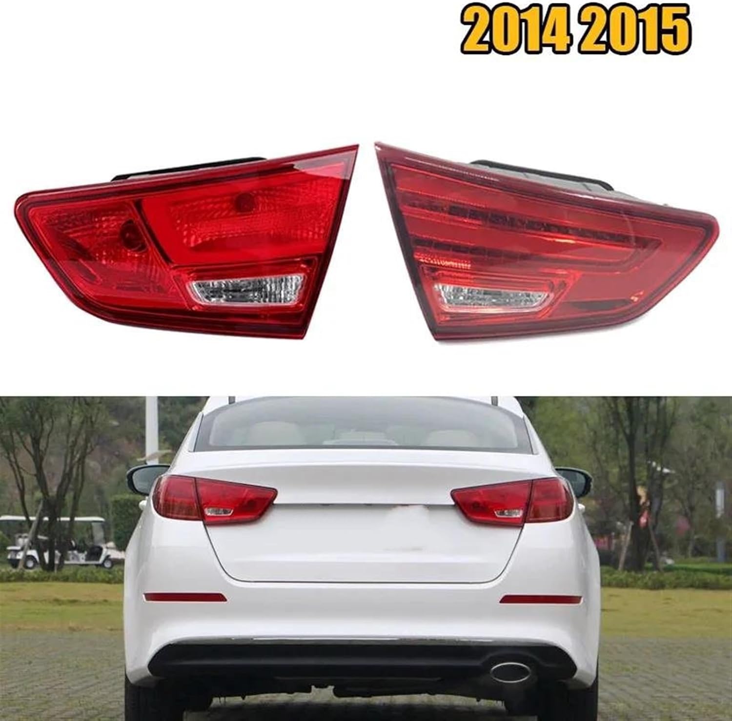 Car Rear Lights Upgrade Halogen LED Car Tail Light Brake Lamp Driving Light Turn Signal Assembly for Kia K5 for Optima 2014 2015 Auto Parts(Halogen,Left Inside)