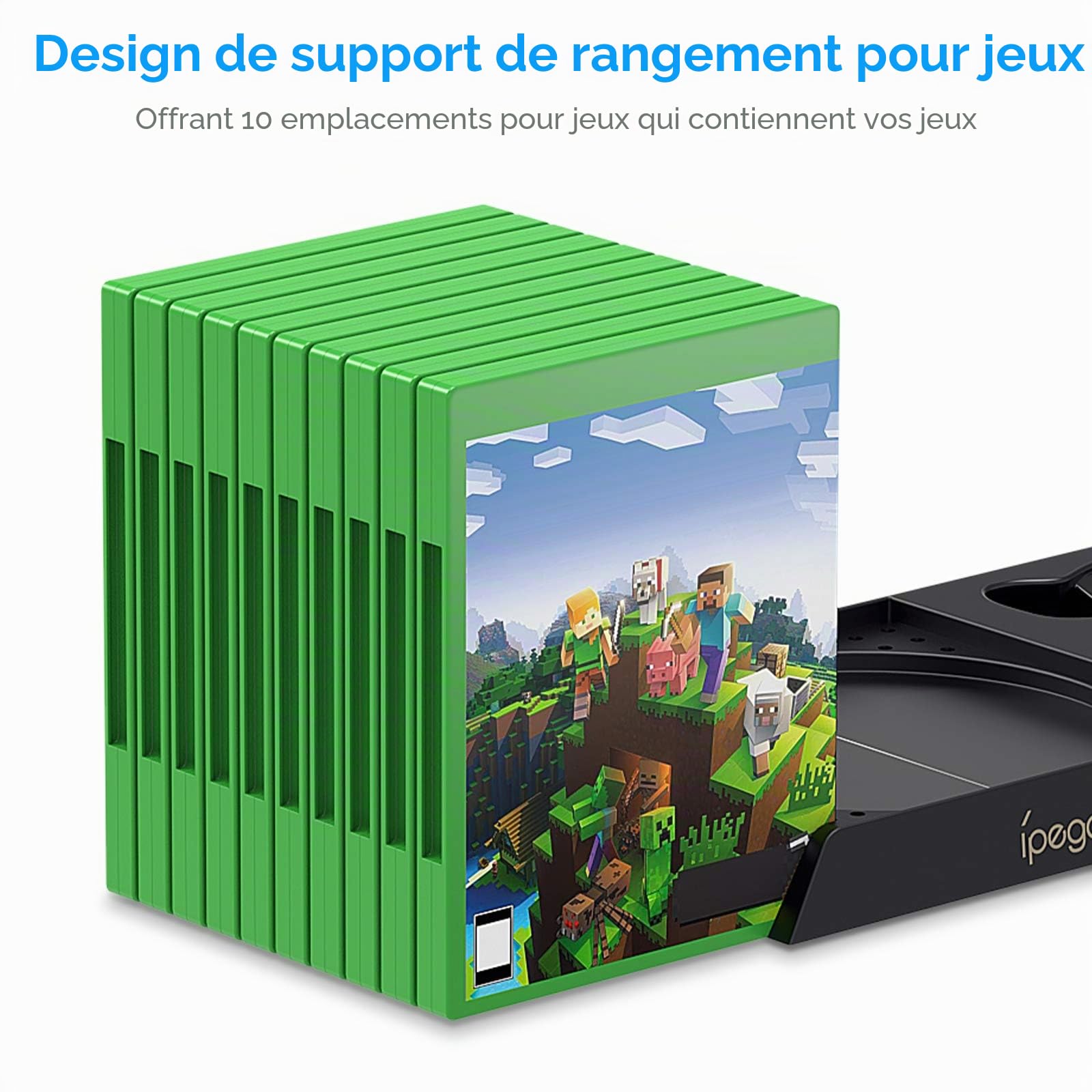 Support Compatible avec Xbox Series X, Ventilateur de Refroidissement avec Dual Controller Chargeur Station avec Batteries Rechargeables 2x1400mAh, Support D'écouteurs pour Série X