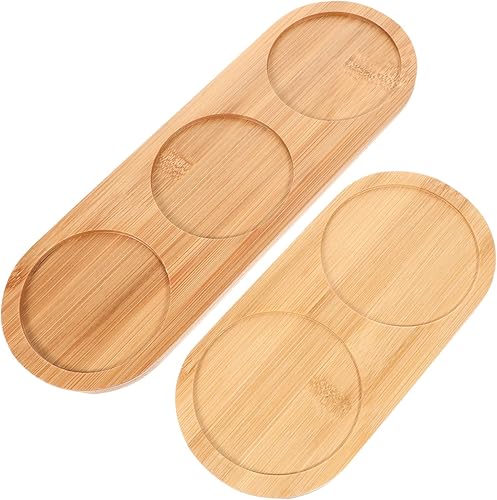 TIDTALEO Tarro de condimento para tarro, bandeja de madera, bandeja decorativa para servir, taza redonda, posavasos para adornos, bandeja de mesa de