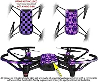 Vista 2 de Skin Decal Wrap 2 Pack Compatible with DJI Ryze Tello Checkers Purple Drone NOT Included